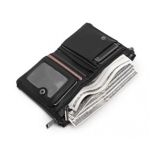 Miss Lulu Leather Look Wallet - Black