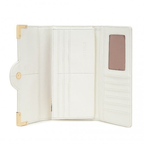 Miss Lulu Leather Look Classic Long Purse - Beige