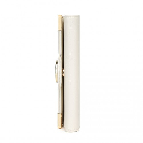 Miss Lulu Leather Look Classic Long Purse - Beige