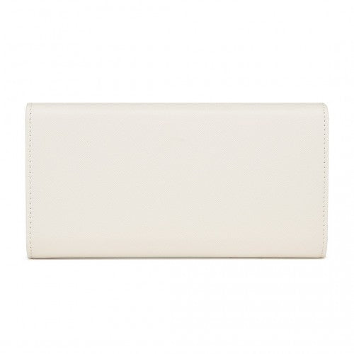 Miss Lulu Leather Look Classic Long Purse - Beige