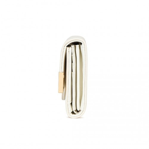 Miss Lulu Leather Look Classic Long Purse - Beige