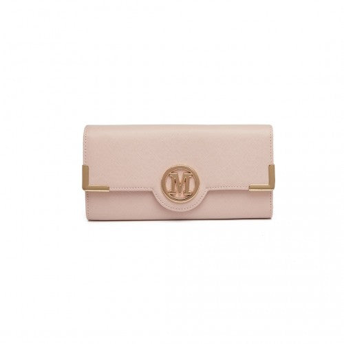 Miss Lulu Leather Look Classic Long Purse - Pink