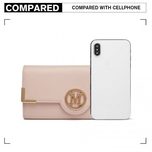 Miss Lulu Leather Look Classic Long Purse - Pink