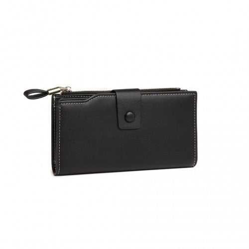 Miss Lulu RFID - Blocking Sleek Clutch Purse - Black