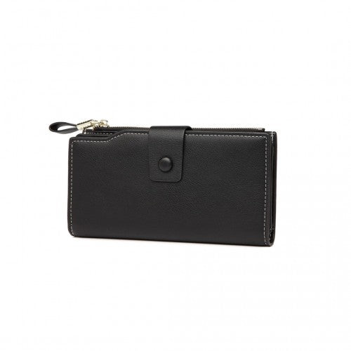 Miss Lulu RFID - Blocking Sleek Clutch Purse - Black