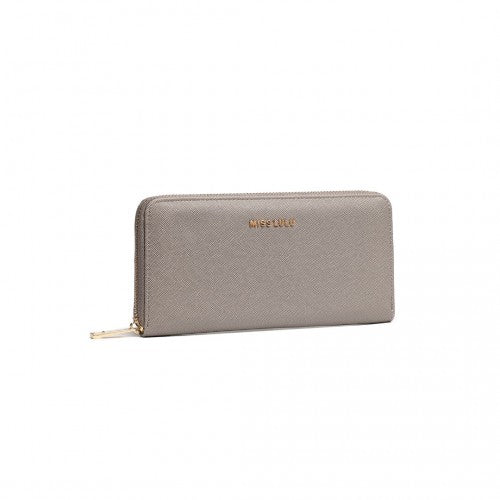 Miss Lulu Zip Closure Ladies Purse Wallet - Grey