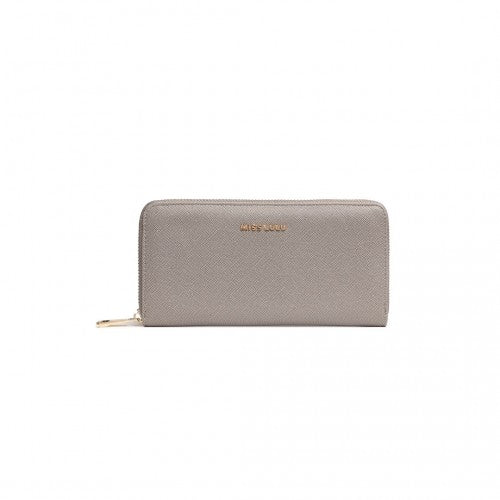 Miss Lulu Zip Closure Ladies Purse Wallet - Grey