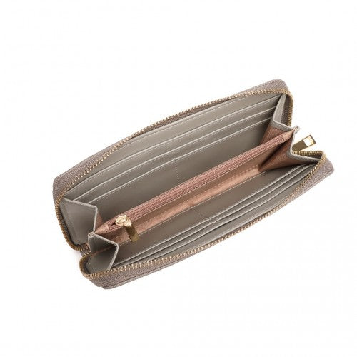 Miss Lulu Zip Closure Ladies Purse Wallet - Grey