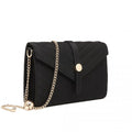 Miss Lulu V - stitched Flap Leather Chain Bag - Black