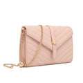 Miss Lulu V - stitched Flap Leather Chain Bag - Pink