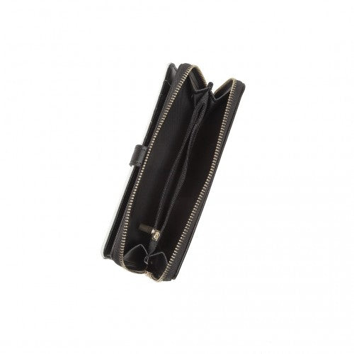 Miss Lulu Mixed Colour Women's Leather Look Clutch Purse - Black