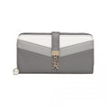 Miss Lulu Mixed Colour Women's Leather Look Clutch Purse - Grey