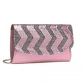 Miss Lulu Gorgeous Sequins Evening Clutch Bag Chain Shoulder Bag - Pink