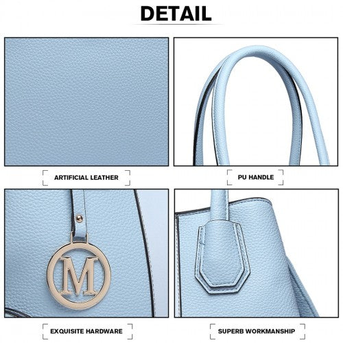 MISS LULU STRUCTURED PANELLED SHOULDER BAG - BLUE