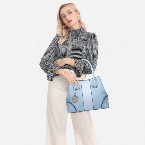 MISS LULU STRUCTURED PANELLED SHOULDER BAG - BLUE