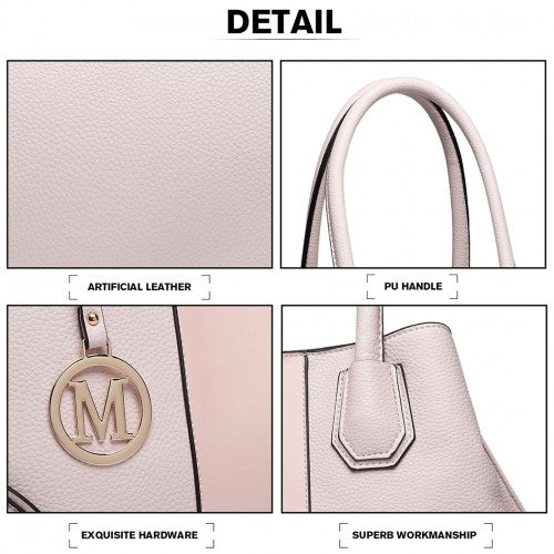MISS LULU STRUCTURED PANELLED SHOULDER BAG - PINK