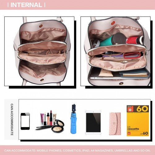 MISS LULU STRUCTURED PANELLED SHOULDER BAG - PINK