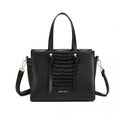 Miss Lulu Crocodile Pattern Large Capacity Leather Cross - body Handbag - Black