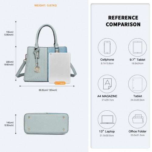 Miss Lulu Modern Elegance PU Leather Lady's Tote - Blue