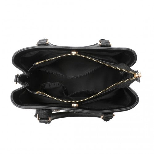 Miss Lulu Modern Elegance PU Leather Lady's Tote - Black