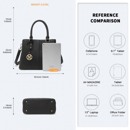 Miss Lulu Modern Elegance PU Leather Lady's Tote - Black