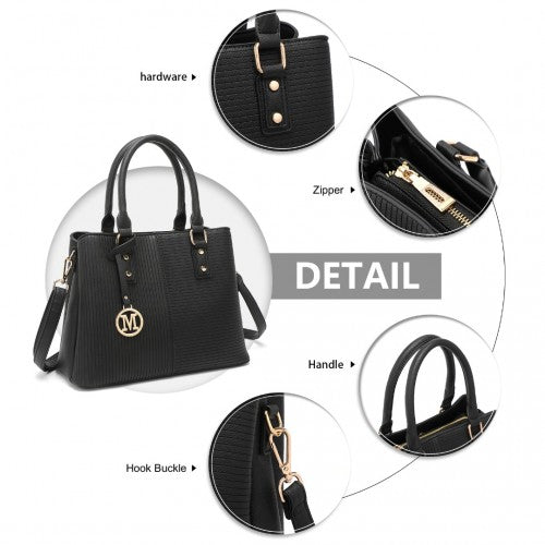 Miss Lulu Modern Elegance PU Leather Lady's Tote - Black