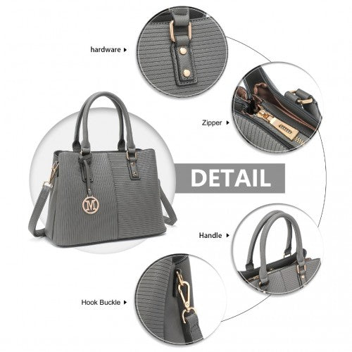 Miss Lulu Modern Elegance PU Leather Lady's Tote - Grey