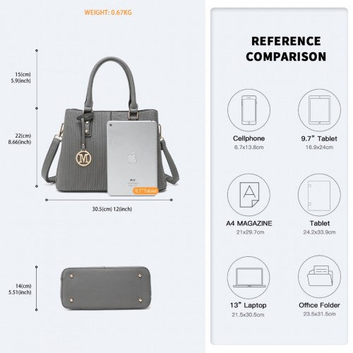 Miss Lulu Modern Elegance PU Leather Lady's Tote - Grey