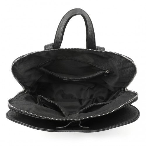 Miss Lulu Chic Minimalist PU Leather Backpack - Black