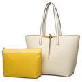 Miss Lulu Women Reversible Contrast Shopper Tote Bag Beige