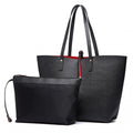 Miss Lulu Women Reversible Contrast Shopper Tote Bag Black