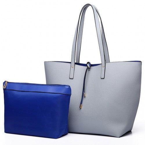 Miss Lulu Women Reversible Contrast Shopper Tote Bag - Grey