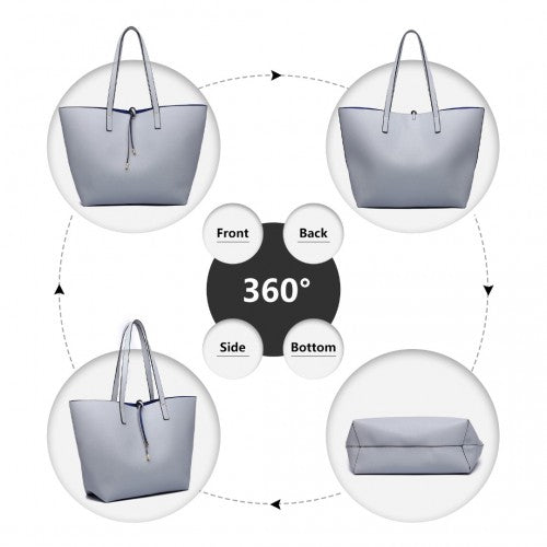 Miss Lulu Women Reversible Contrast Shopper Tote Bag - Grey