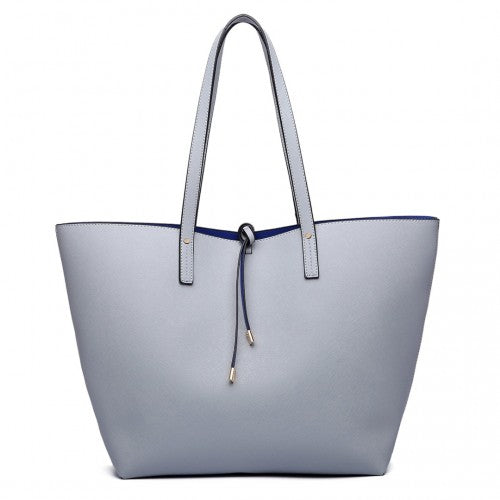Miss Lulu Women Reversible Contrast Shopper Tote Bag - Grey