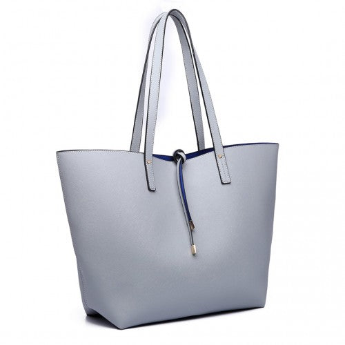 Miss Lulu Women Reversible Contrast Shopper Tote Bag - Grey