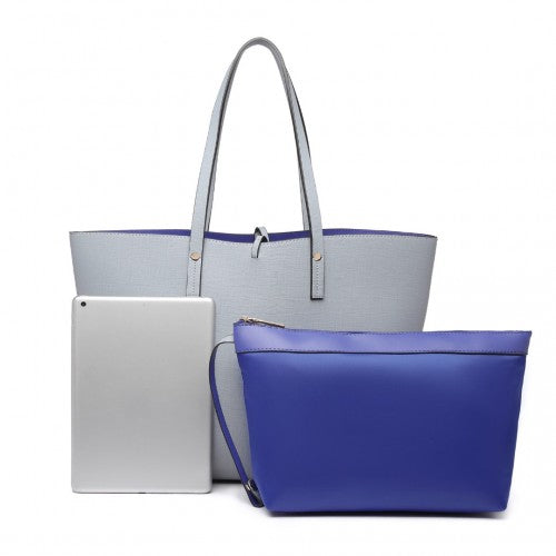 Miss Lulu Women Reversible Contrast Shopper Tote Bag - Grey