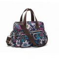Kono Versatile Multi - Pocket Travel Bag With Adjustable Detachable Strap And Flower Print - Navy