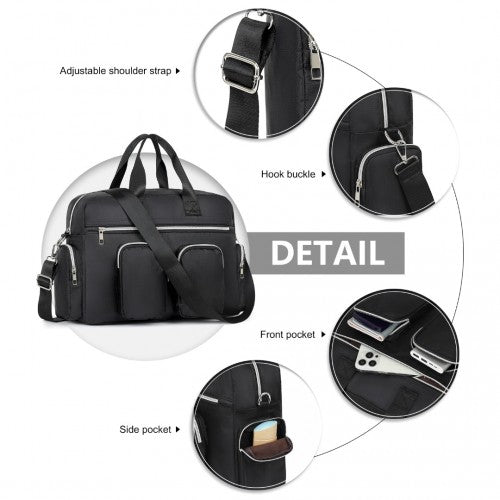 Kono Large Capacity Travel Bag with Multiple Zippered Pockets Perfect For Daily Use - Black