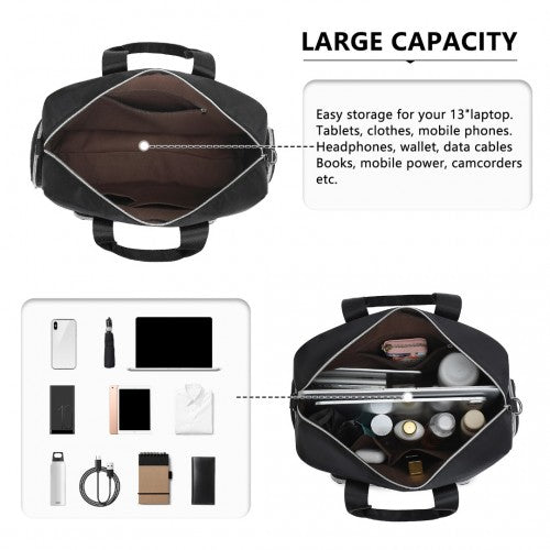 Kono Large Capacity Travel Bag with Multiple Zippered Pockets Perfect For Daily Use - Black