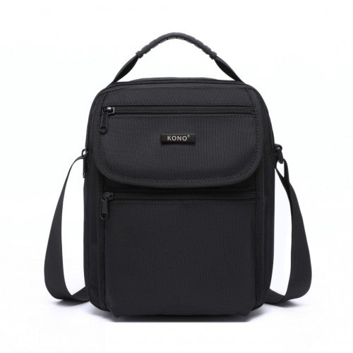 Kono Durable Men's Crossbody Shoulder Bag with Multiple Pockets - Messenger Bag for Travel, Work, and Daily Use - Black