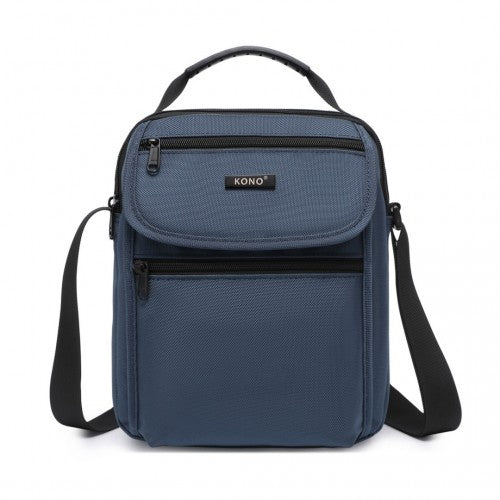 Kono Durable Men's Crossbody Shoulder Bag with Multiple Pockets - Messenger Bag for Travel, Work, and Daily Use - Navy