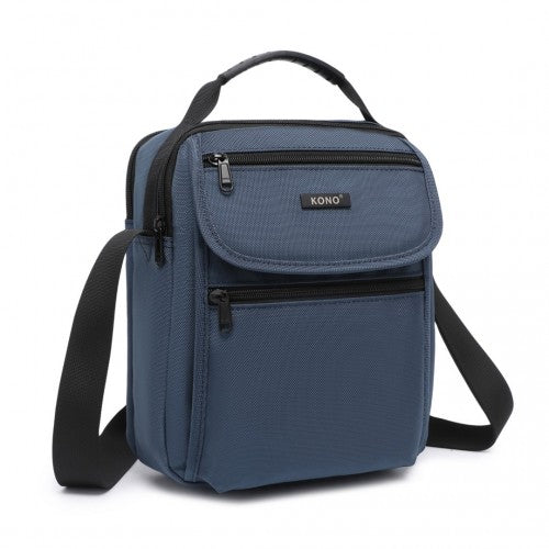 Kono Durable Men's Crossbody Shoulder Bag with Multiple Pockets - Messenger Bag for Travel, Work, and Daily Use - Navy