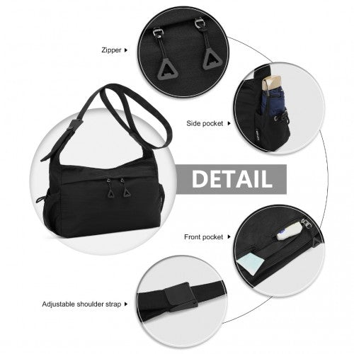 Miss Lulu Ultra - Light Water - Resistant Urban Casual Commuter Crossbody Bag - Black