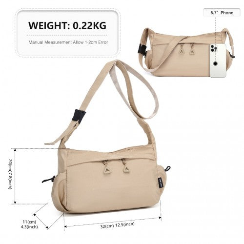 Miss Lulu Ultra - Light Water - Resistant Urban Casual Commuter Crossbody Bag - Khaki