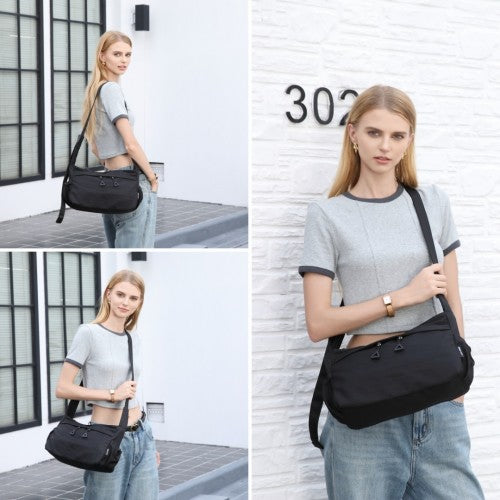 Miss Lulu Ultra - Light Water - Resistant Urban Casual Commuter Crossbody Bag - Black