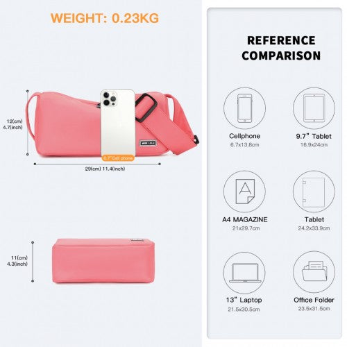 Miss Lulu Vintage Chic Lightweight Water - Resistant Crossbody Bag - Pink