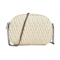 Miss Lulu Practical Quilted Soft PU Leather Crossbody Shoulder Bag with Chain Strap - Beige