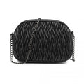 Miss Lulu Practical Quilted Soft PU Leather Crossbody Shoulder Bag with Chain Strap - Black