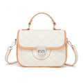 Miss Lulu Practical Quilted PU Leather Crossbody Handbag with Secure Lock and Everyday Storage - Beige