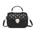 Miss Lulu Practical Quilted PU Leather Crossbody Handbag with Secure Lock and Everyday Storage - Black